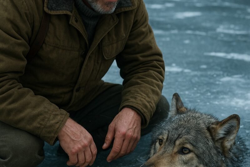 Ein Jäger fand einen im Eis gefrorenen Wolf. Was er dann tat, wird Sie sprachlos machen…