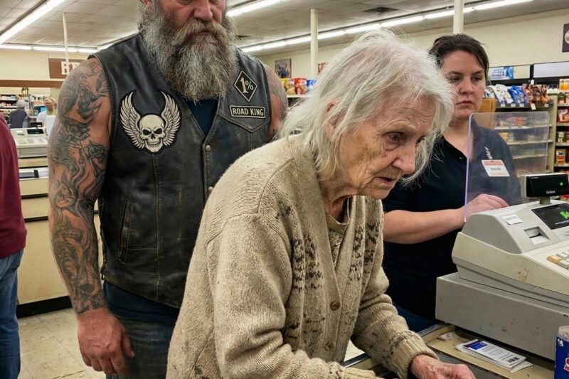 Ich bin seit 11 Jahren Kassiererin und habe bei der Arbeit nie geweint, bis dieser Biker die Lebensmittel der alten Frau bezahlt hat