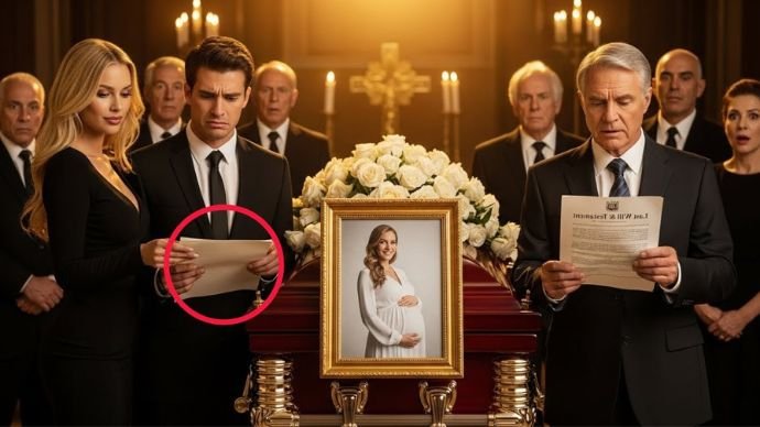Er brachte seine Geliebte zur Beerdigung seiner schwangeren Frau mit – dann öffnete der Anwalt ihr Testament und enthüllte H