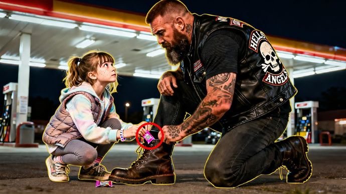 Mädchen tat so, als würde sie einem Biker die Schuhe binden – was er in seinem Stiefel fand, mobilisierte 150 Hells Angels…