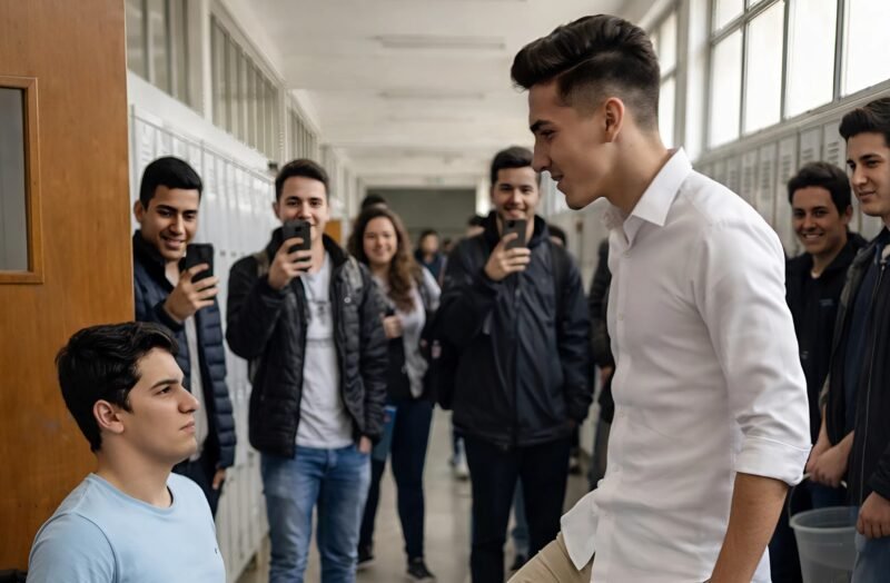 Schulrowdys haben einen behinderten Mitschüler schikaniert, ihm Eiswasser übergeschüttet und alles mit ihren Handys gefilmt… doh sie ahnten nicht, wie sehr sie ihre Tat in wenigen Minuten bereuen würden 😲😱